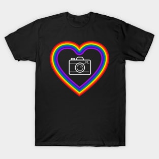 "Rainbow Heart with Camera" T-Shirt